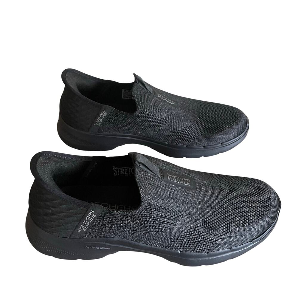 Skechers GO WALK Womens 8.5 Slip Ins Hyper Pillars Black Walking Shoes